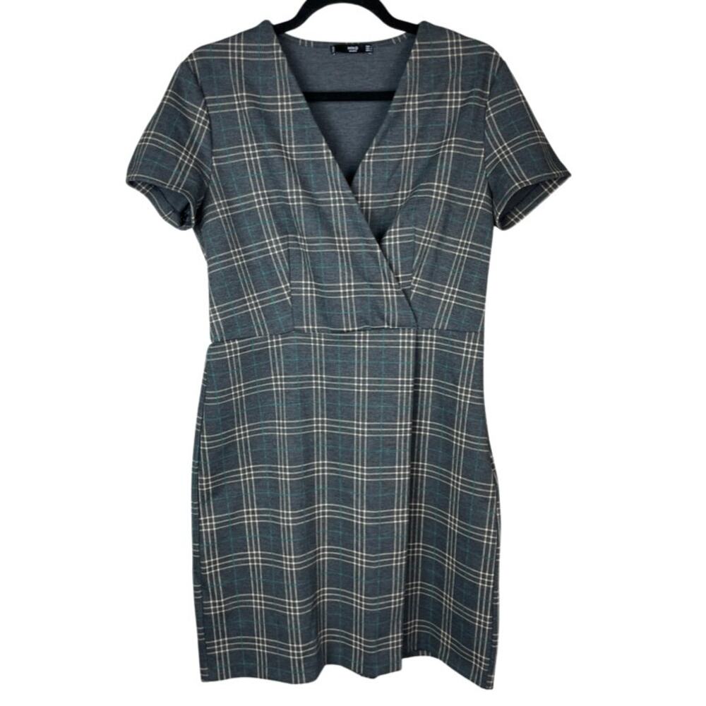 MNG Basics Plaid Short Dress Charcoal Gray Size 8